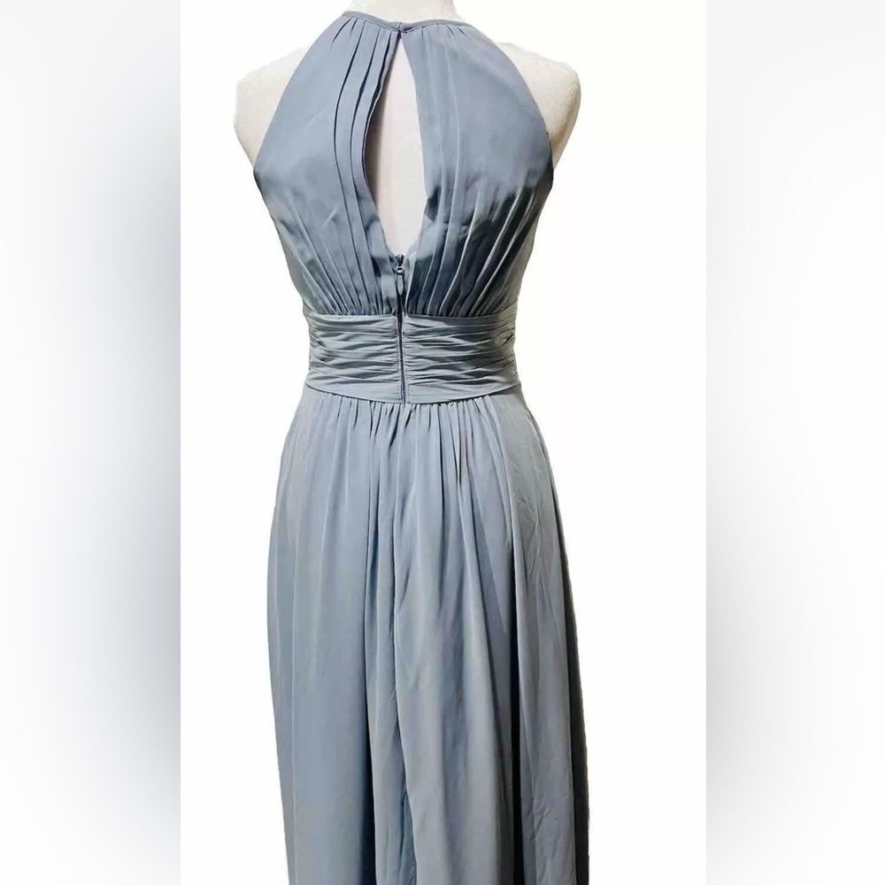 Azazie maxi dress bridesmaids wedding party blue gray formal wear fairy women A0 - Picture 9 of 9